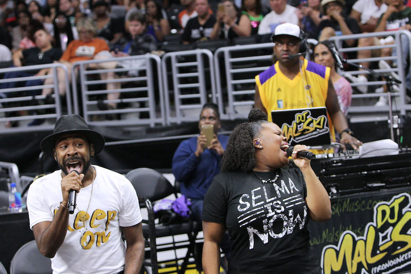 MAJOR & Amber Riley Perform at L.A. Sparks/Washington Mystics Game